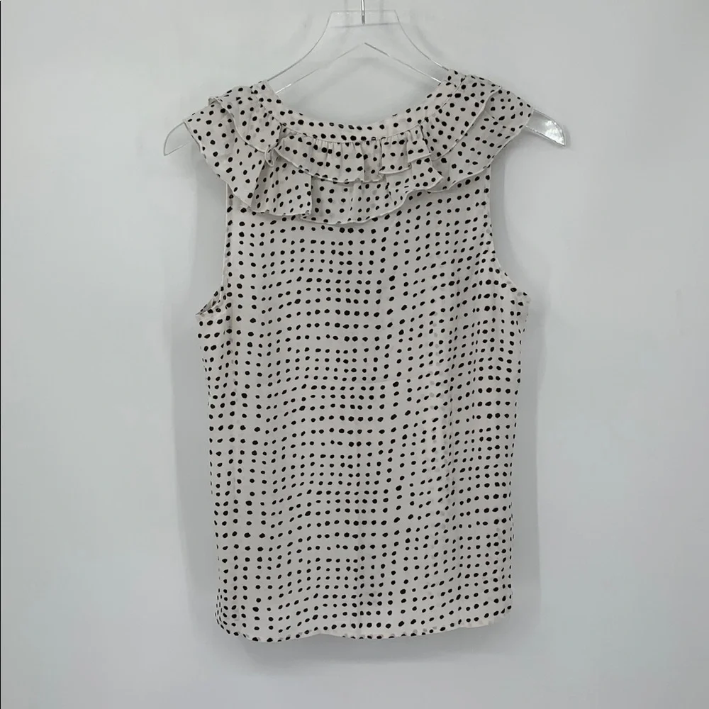 Cabi polka dot ruffle blouse top shirt sleeveless white black button new Small - Picture 3 of 4